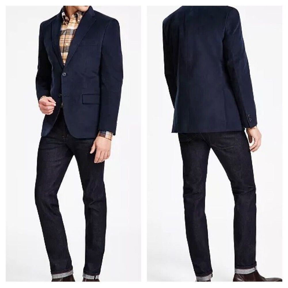 Tommy Hilfiger Mens TH Flex Modern Fit Blue Corduroy SportCoat Blazer Jacket 38R